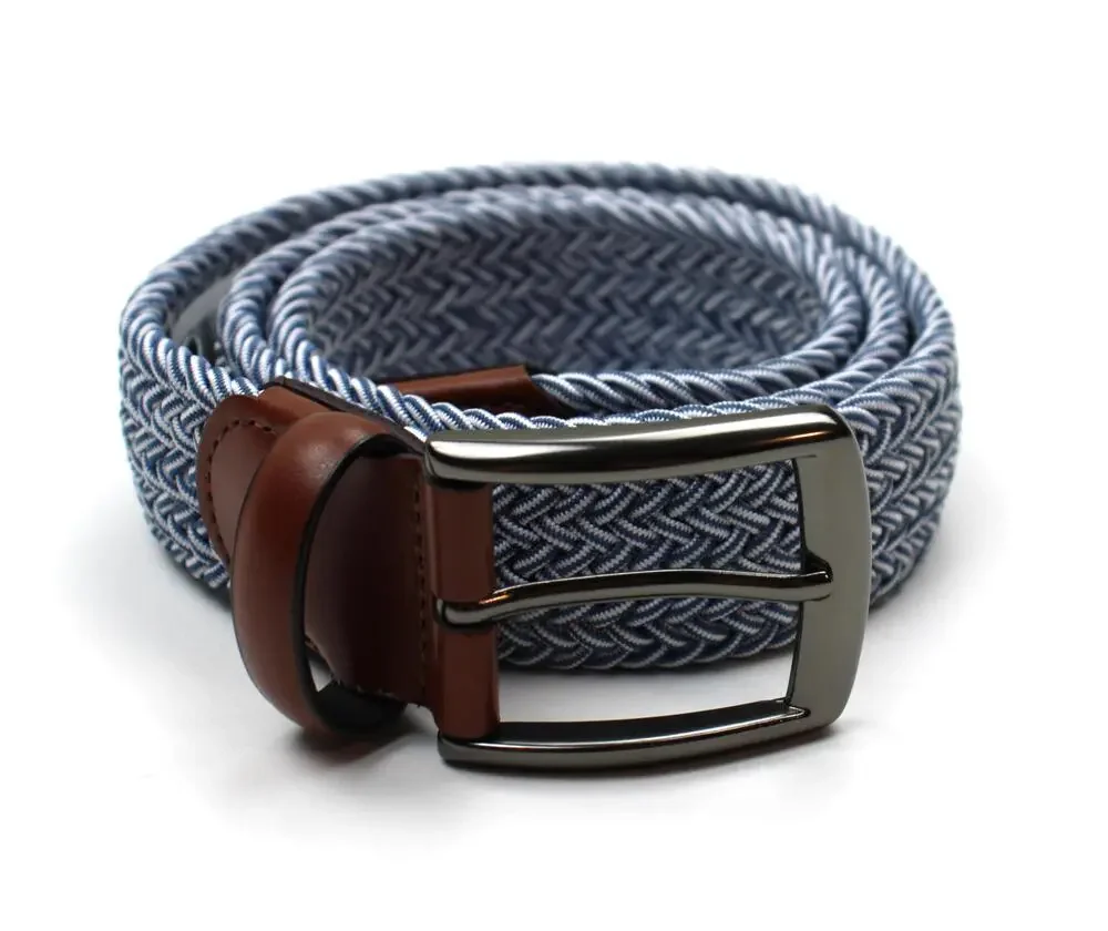 Perry Ellis Portfolio Belt Mens Size S 30/32 Blue Braided Woven Leather New